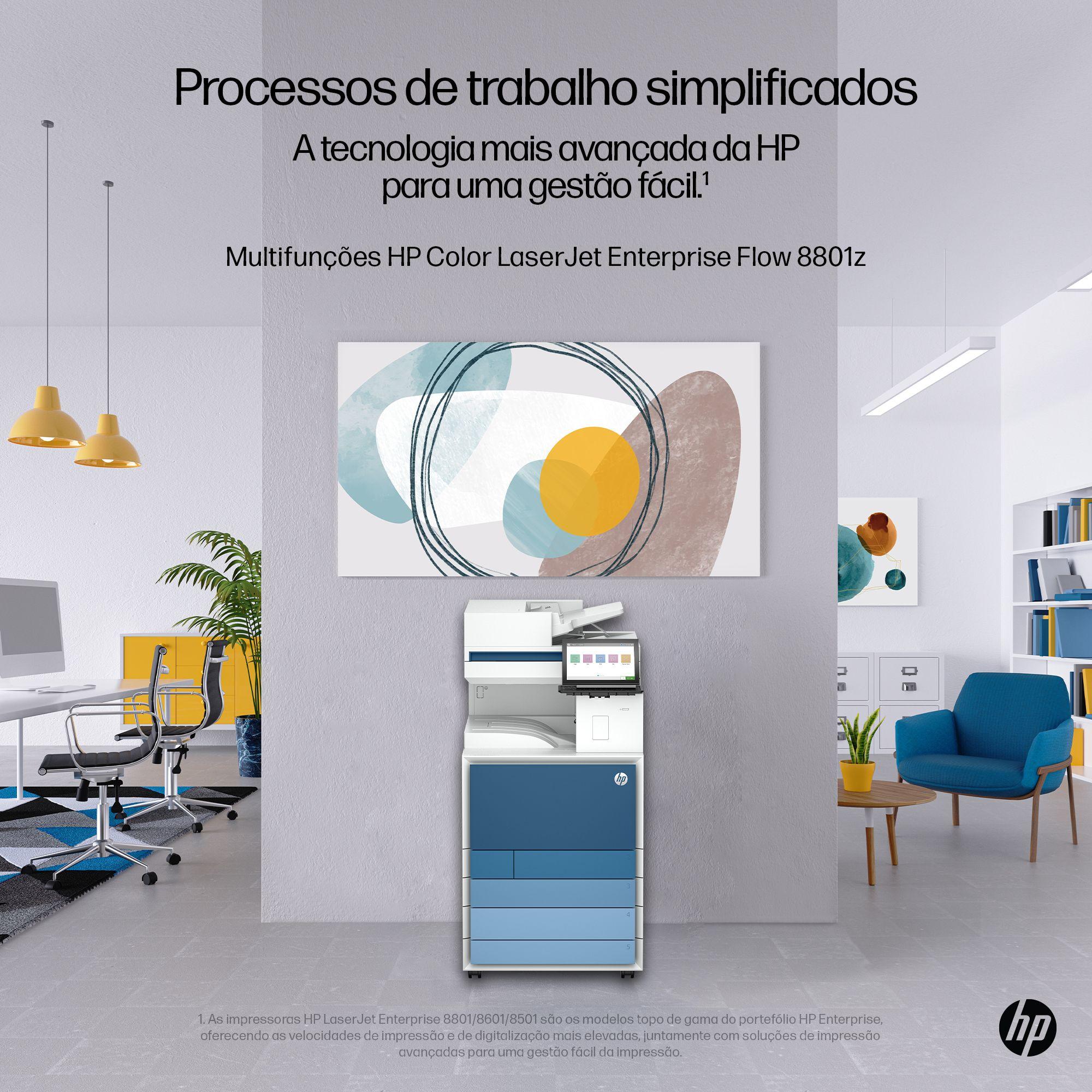Impressora Multifuncional Laser a Cores HP LaserJet Enterprise Flow MFP 8801z (A3 - Impressão a cores - 2180 folhas - Azul e Branco), miniatura 10