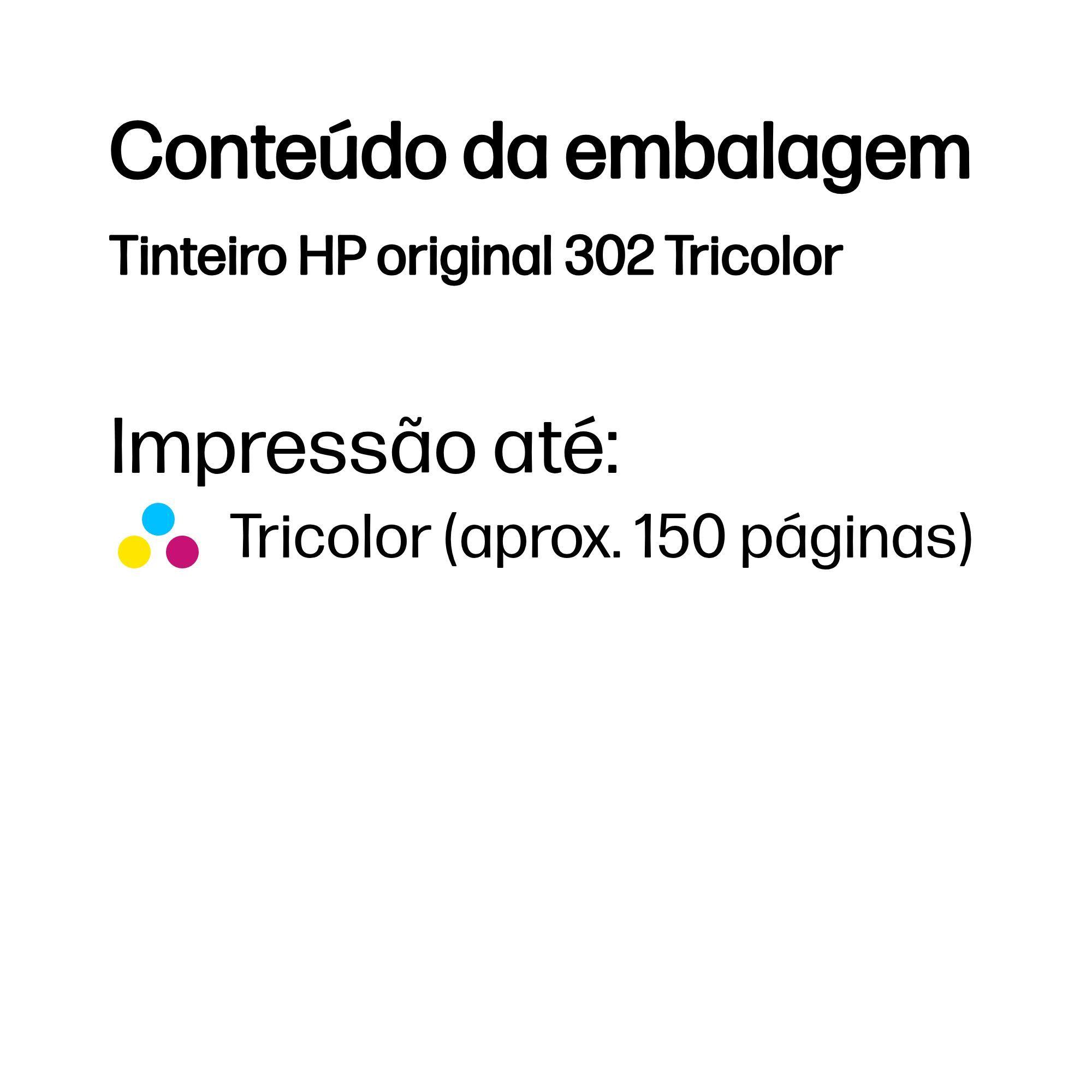 Tinteiro HP 302 (150 páginas - Ciano, Magenta e Amarelo), miniatura 3
