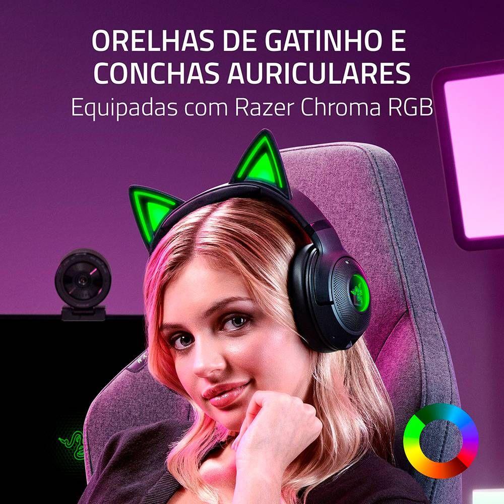 Headset Gaming RAZER Kraken Kitty V2 BT Edition (Binaural - Sem fios - Circum-aural - Preto), miniatura 3