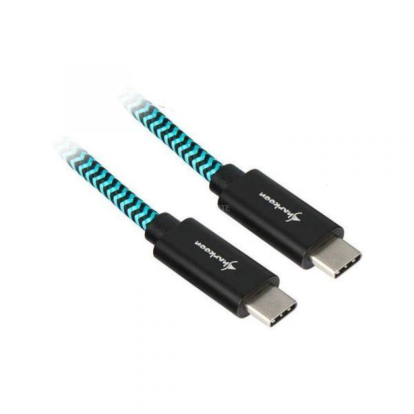 Cabo USB-C SHARKOON USB 3.2 Gen 2 (1 m - USB 3.1 e USB 3.2 Gen 2 - Preto/Azul-claro)