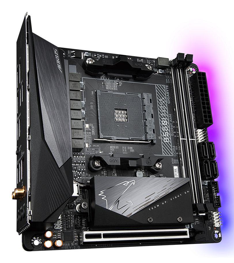 Motherboard GIGABYTE B550I AORUS PRO AX (AM4 - Mini-ITX - Duplo canal - Preto) — miniatura 3