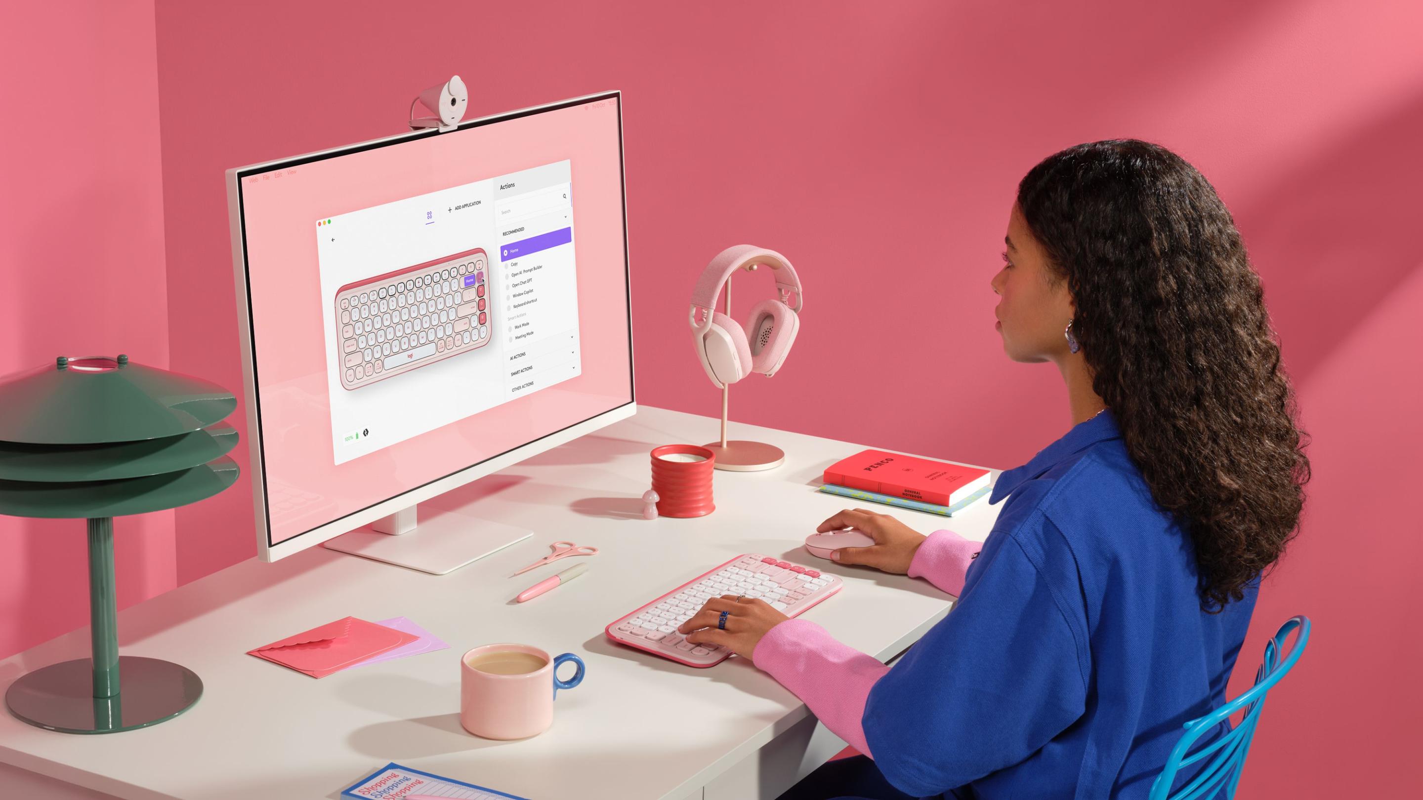 Teclado LOGITECH POP Icon Keys (Estados Unidos - Teclas de tesoura - Mini - Rosa) — miniatura 9