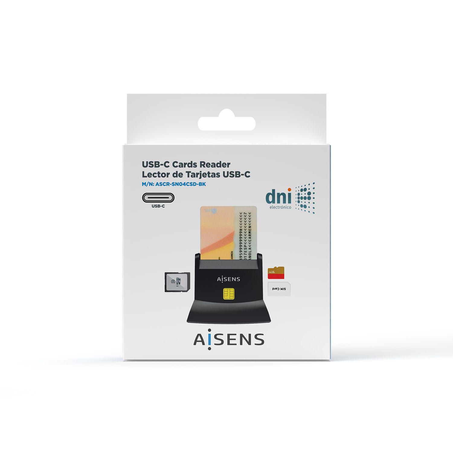 Leitor de Cartões Inteligentes e Memória AISENS ASCR-SN04CSD-BK (USB 2.0 - Preto), miniatura 6