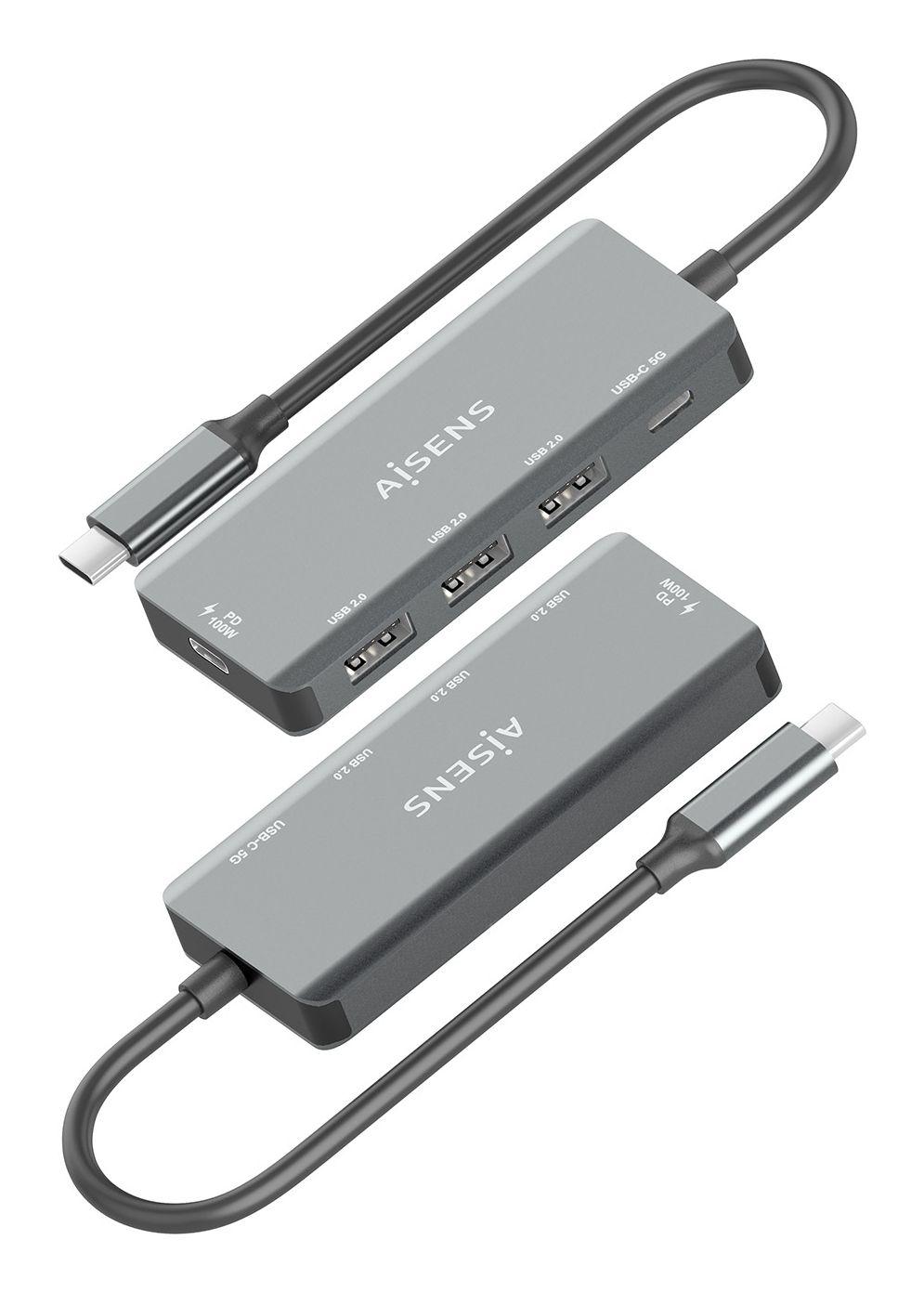 Hub USB-C AISENS A109-0945 (0,15 m - Cinzento), miniatura 3