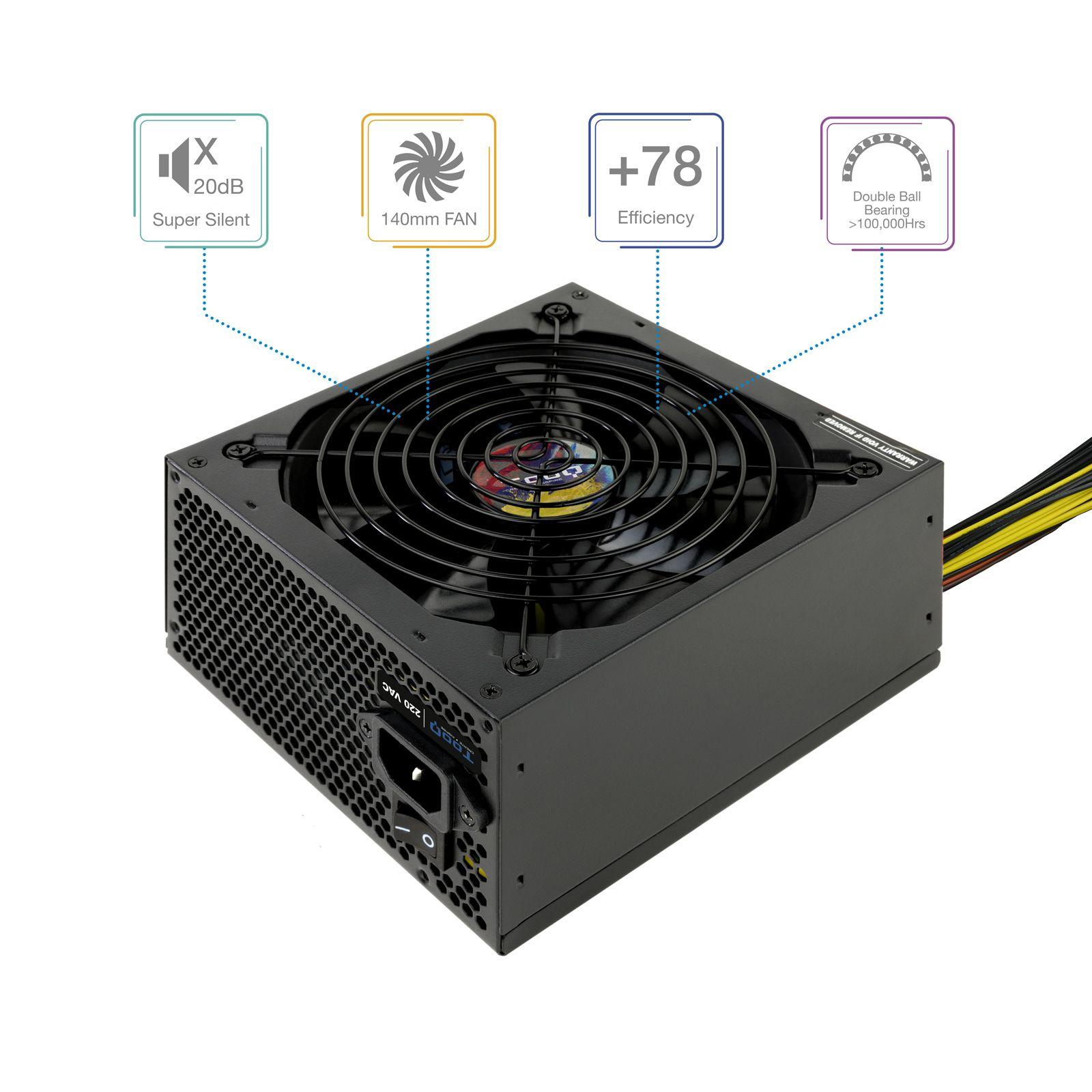 Fonte de Alimentação TOOQ TQAPOLO-700SP (ATX - 700 W - Não modular - Preto), miniatura 2
