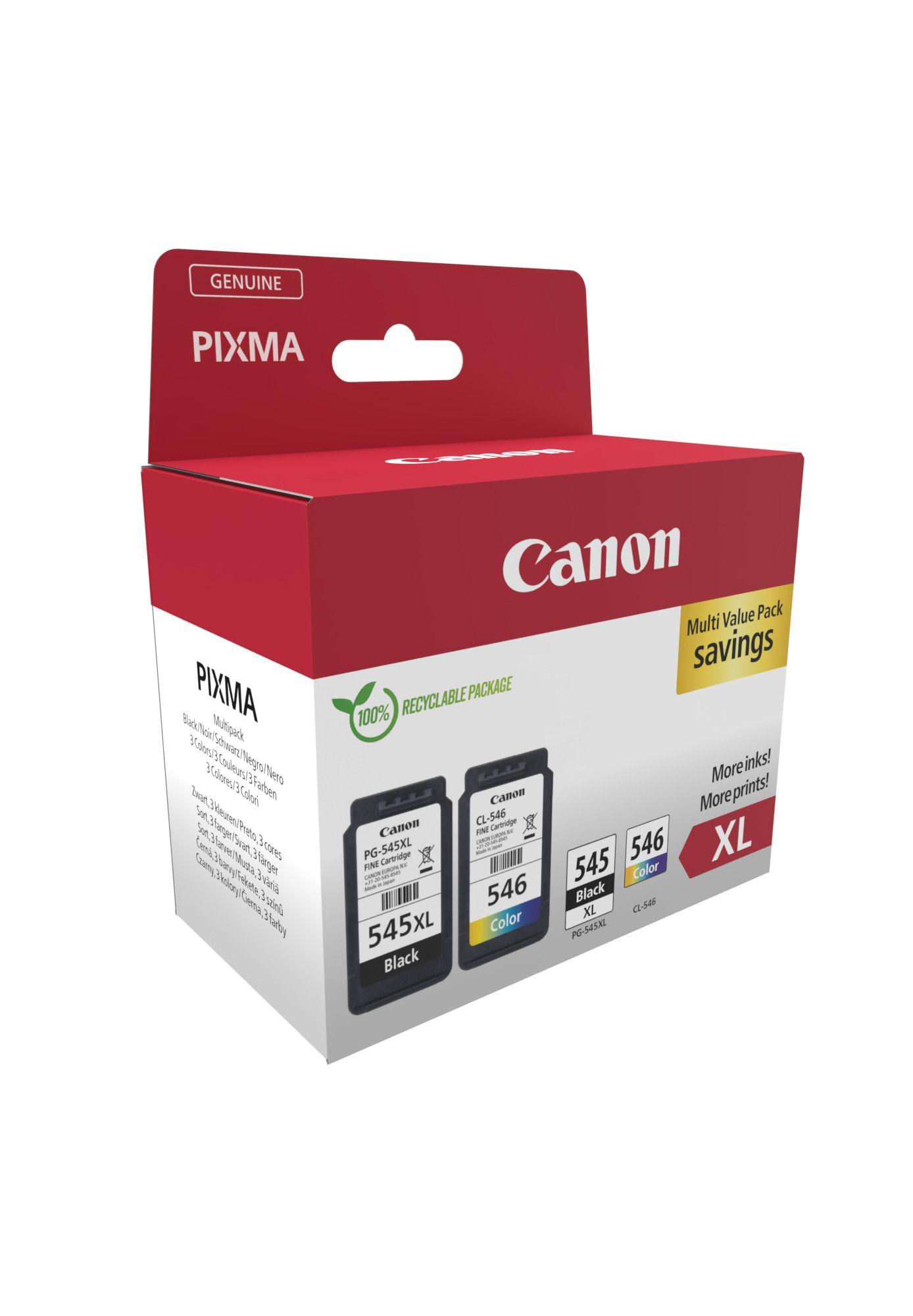 Multipack de Tinteiros CANON PG-545 XL + CL-546 XL (Rendimento XL - Preto e Tricolor)