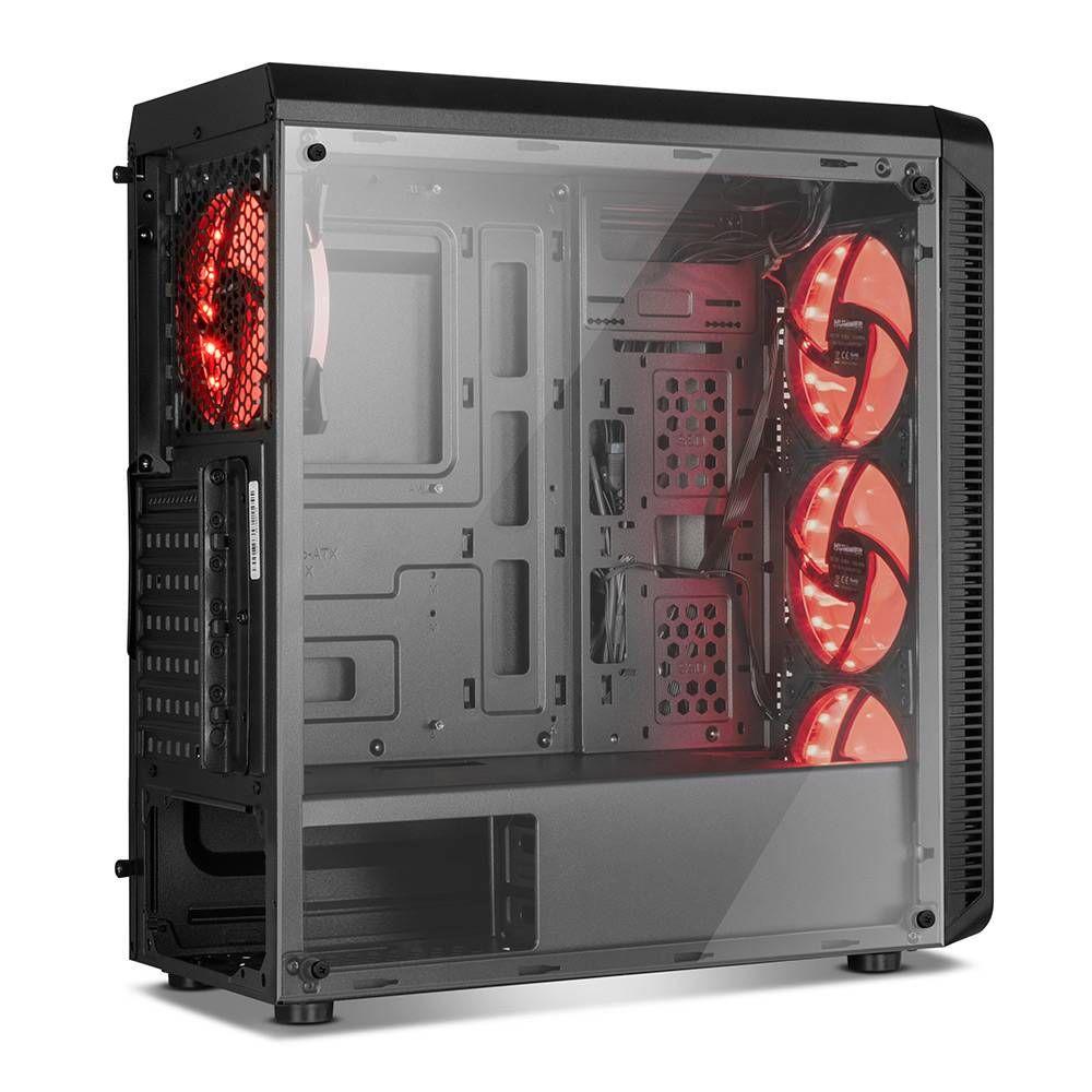 Caixa ATX NOX Hummer TGM (ATX, micro-ATX, mini-ITX - Midi Tower - SPCC, vidro temperado - Preto) — miniatura 6
