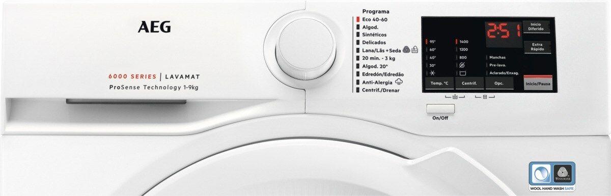 Máquina de Lavar Roupa Independente AEG L6FBI947P (1400 RPM - B - 50 l - Branco), miniatura 2