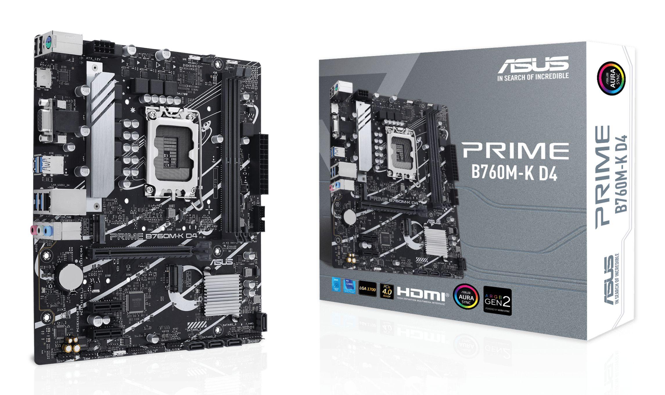 Motherboard ASUS PRIME B760M-K D4 (LGA 1700 - micro ATX - Duplo canal)