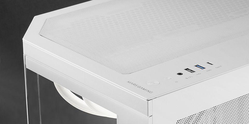 Caixa Micro-ATX MARS GAMING MC-3TCOREM (Micro-ATX, Mini-ITX - Mini Tower - SGCC, vidro temperado - Branco) — miniatura 3