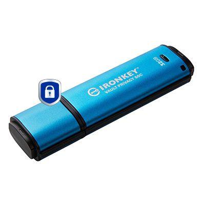 Pen USB KINGSTON IronKey Vault Privacy 50C (32 GB - Tampa - USB Type-C - Preto e Azul) — miniatura 2