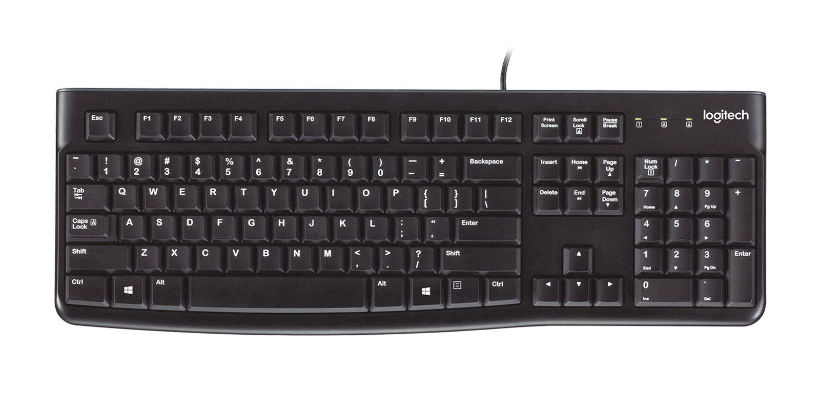 Teclado LOGITECH K120 (Inglês - USB - Com fios - Preto)