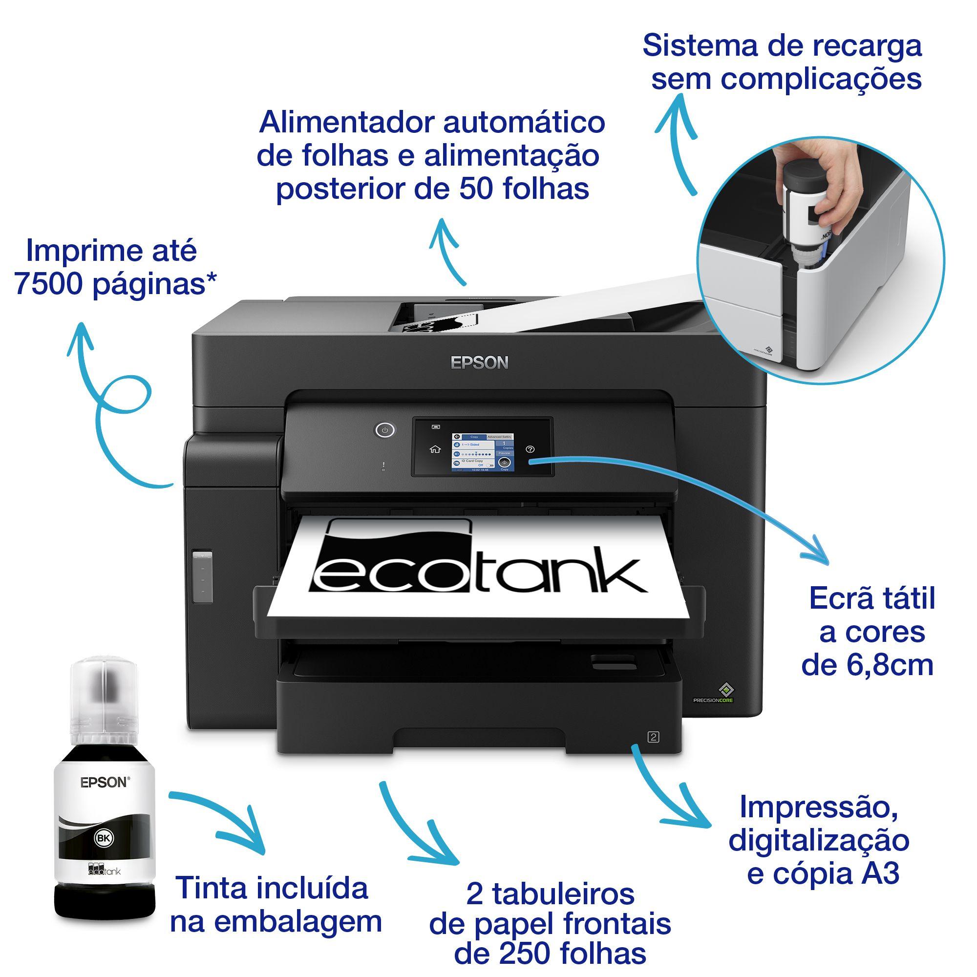 Impressora Multifunções EPSON EcoTank ET-M16600 (A3 - Impressão a preto e branco - 550 folhas - Preto), miniatura 9