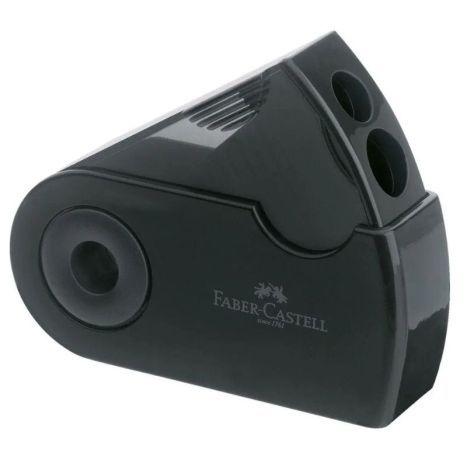 Apontador Duplo com Depósito FABER-CASTELL Sleeve (Plástico - Preto)