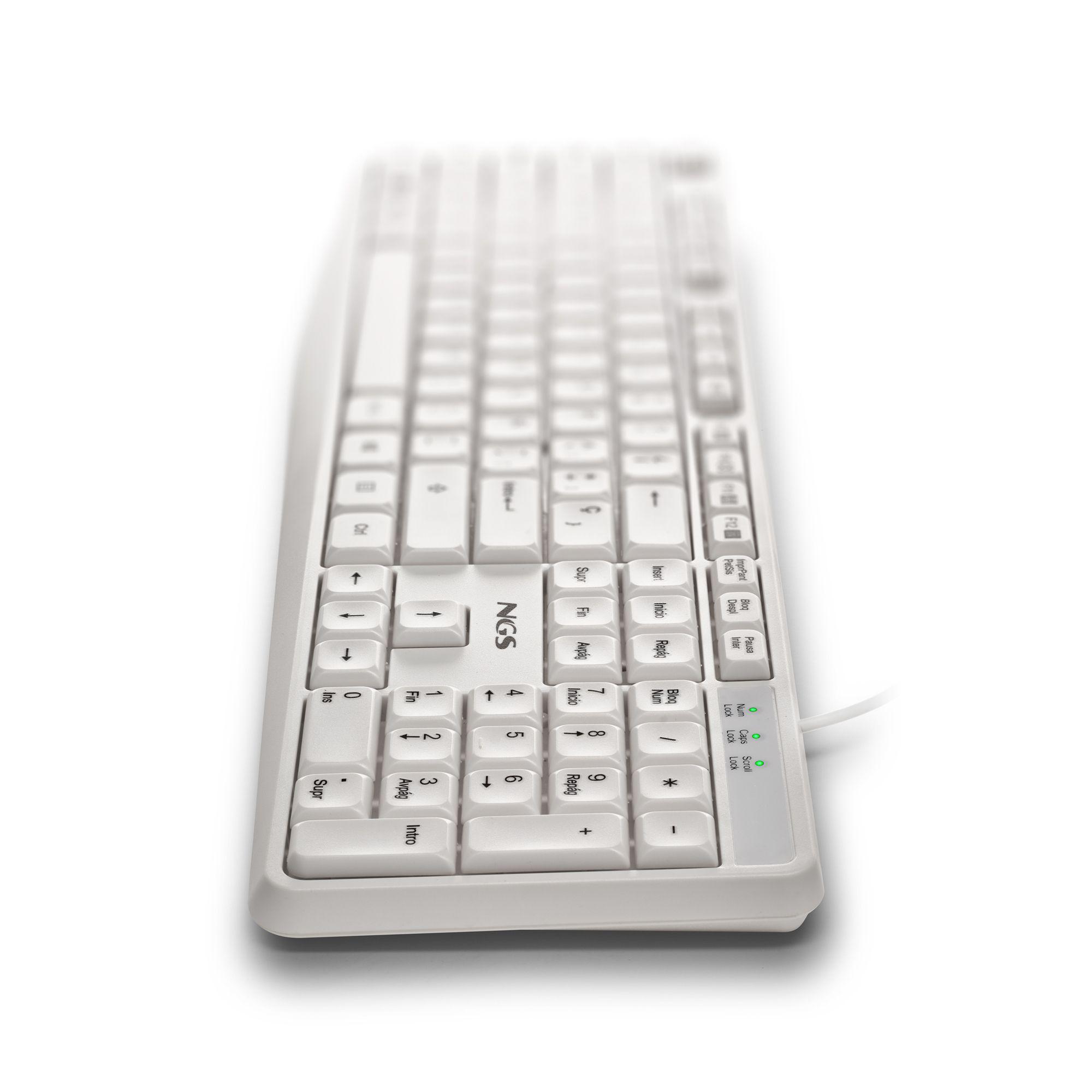Teclado NGS Heritage (Espanhol - Tamanho completo - USB - Branco) — miniatura 3