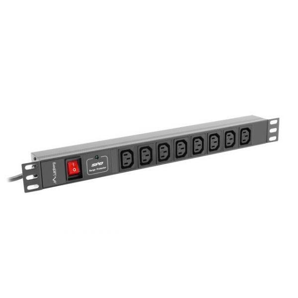 Bloco de Tomadas para Rack LANBERG PDU-08I-0200-C20-BK (Monofásico - Preto), miniatura 2
