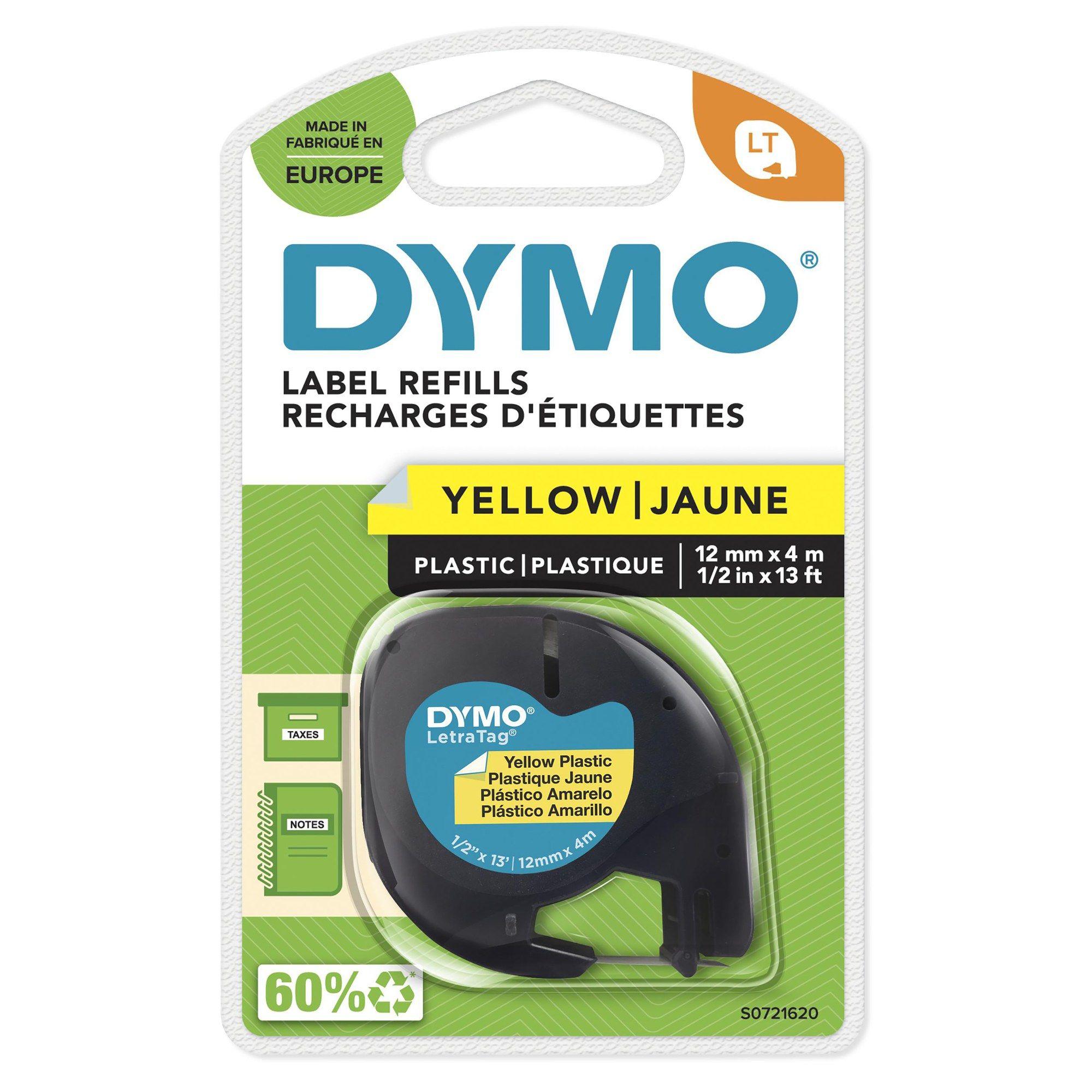 Fita de Impressão DYMO LetraTag S0721620/91202 (Preto sobre Amarelo)