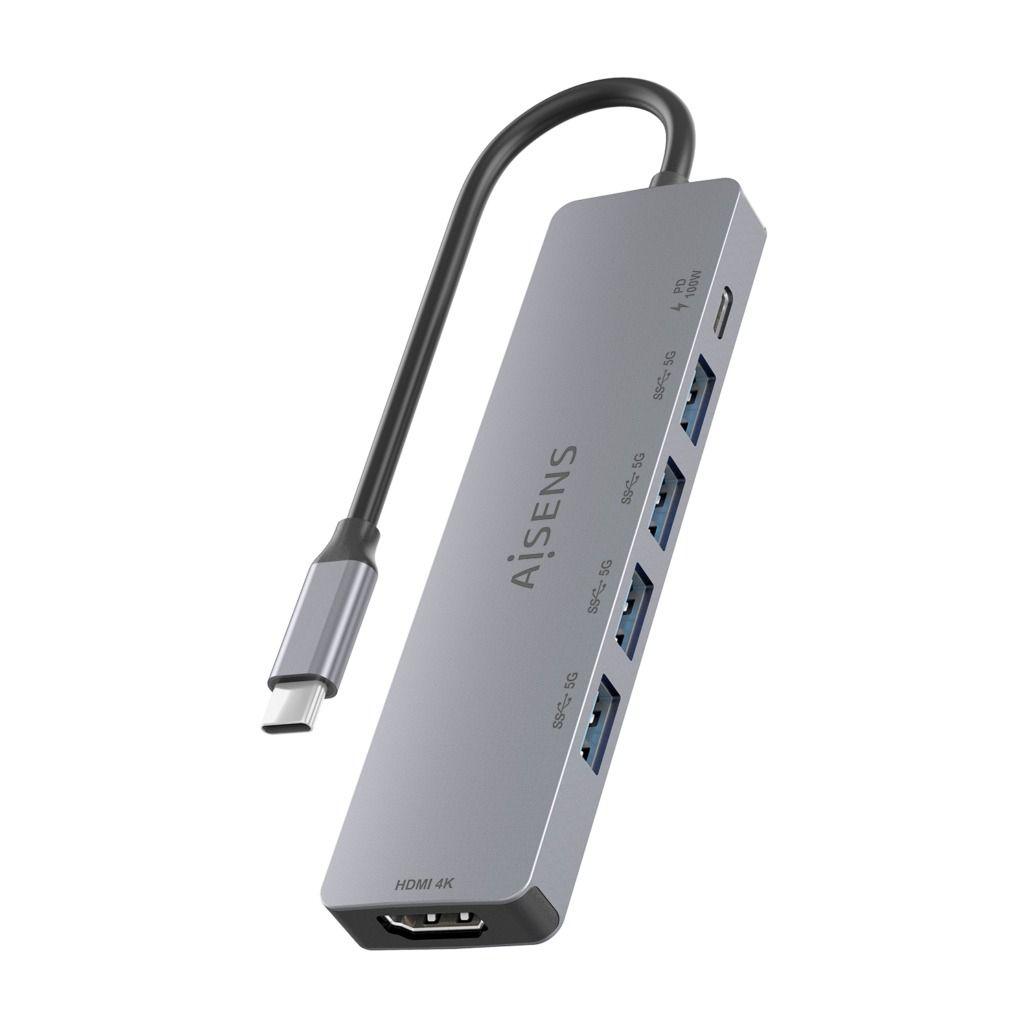 Dock USB-C AISENS ASUC-6P047-GR (0,15 m - Cinzento), miniatura 3
