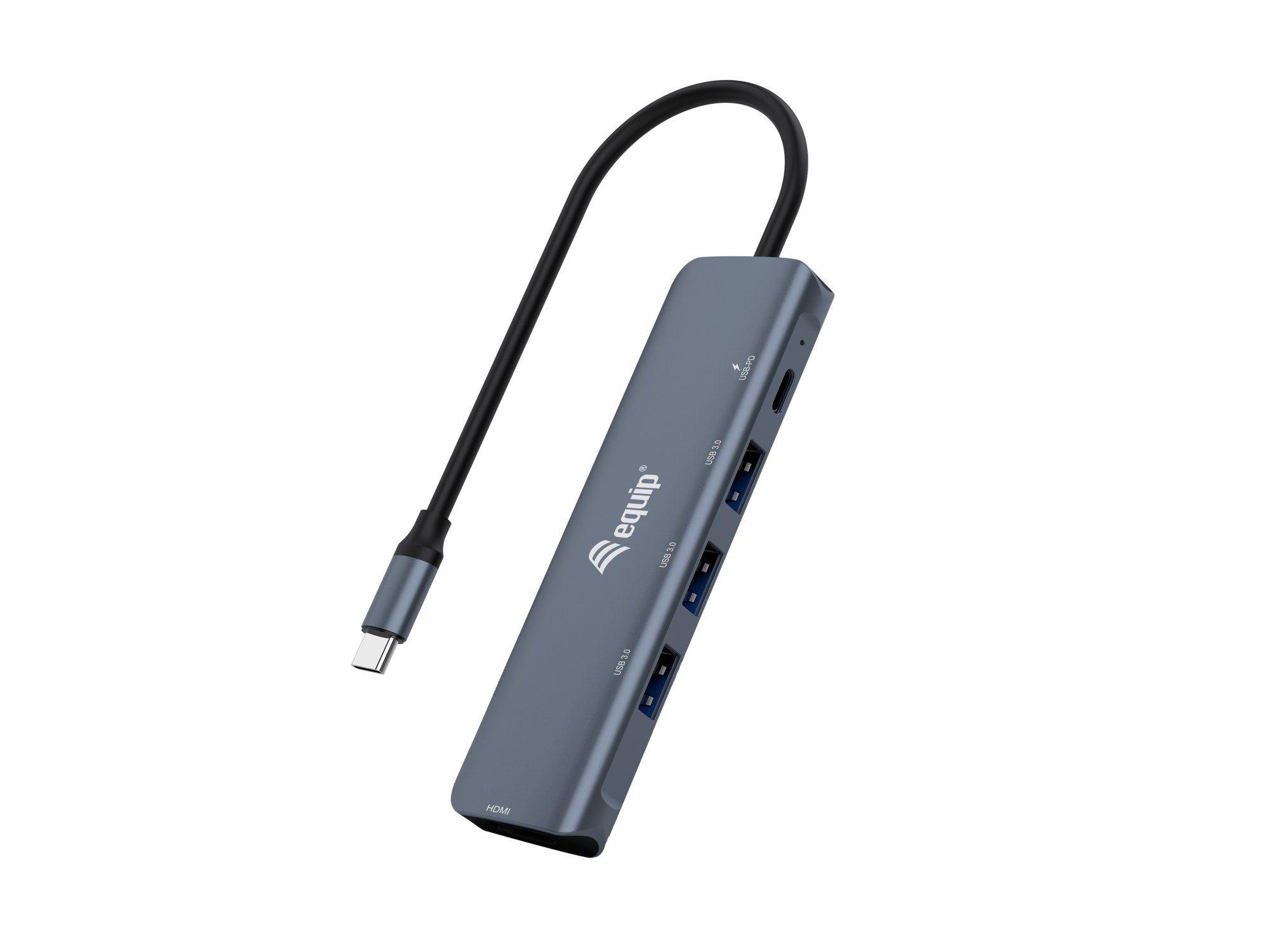 Adaptador Multiporta USB-C EQUIP 133487 (0,25 m - Thunderbolt 3/4 - Preto/Cinzento)