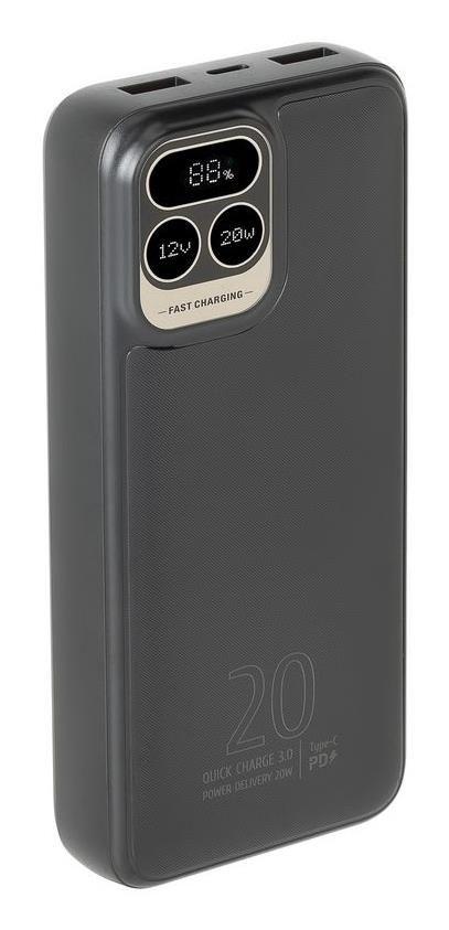 Powerbank RIVACASE VA2521 (20 000 mAh - 20 W - Preto)