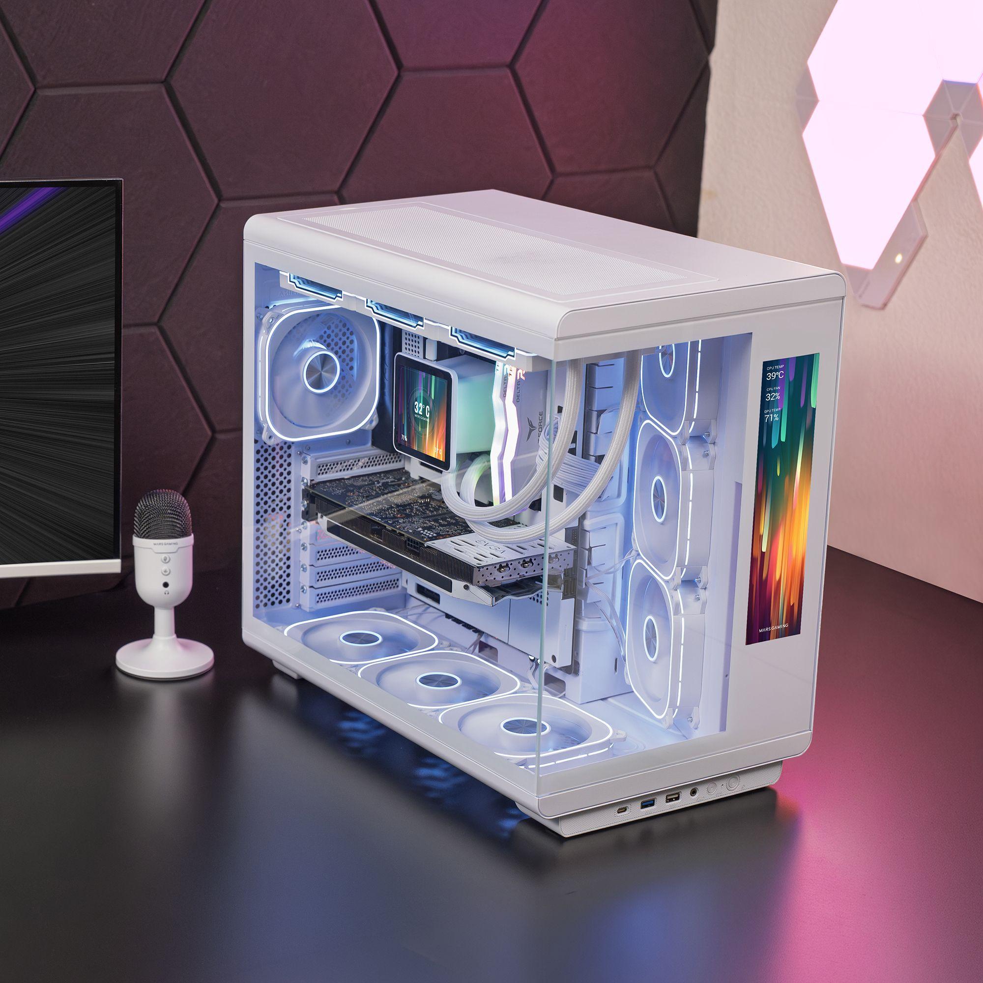 Caixa PC Gaming MARS GAMING MC-REVMAXW (Midi Tower - Ecrã LCD IPS 11,8" - Branco), miniatura 2