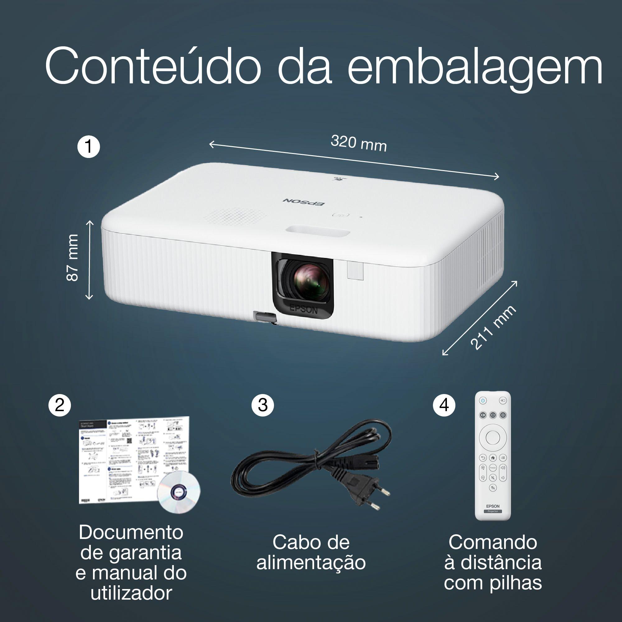 Projetor EPSON CO-FH02 (1080p - 26 a 391 polegadas - Android TV - Branco) — miniatura 4
