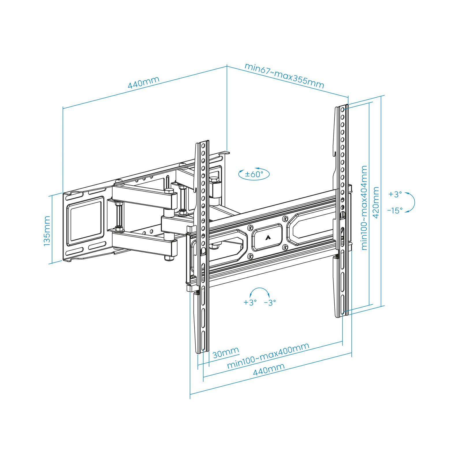 Suporte de Parede TV TOOQ LP7846TN-B (32-70" - Inclinável - Preto), miniatura 2