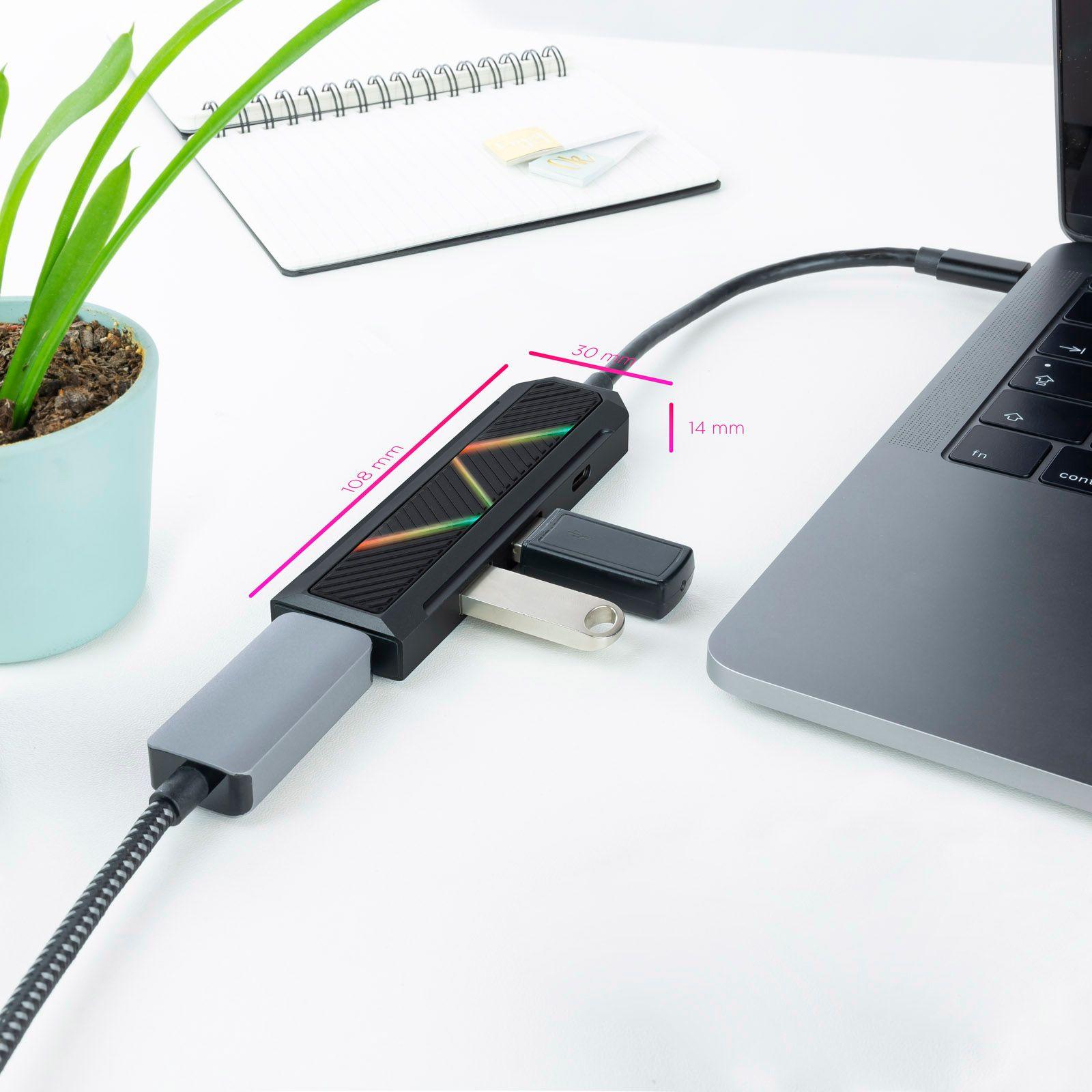 Hub USB-C NANOCABLE 10.16.0401 (0,15 m - USB 3.2 Gen 1 Type-C - Android - Preto), miniatura 2