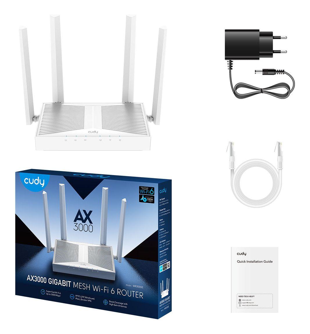 Router Mesh Wi-Fi 6 CUDY WR3000E (Wi-Fi 6 - 2402 Mbit/s - Dual-band - Branco) — miniatura 3