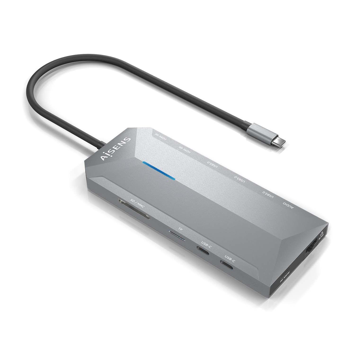 Hub USB-C AISENS ASUC-12P005-GR (0,3 m - Cinzento)