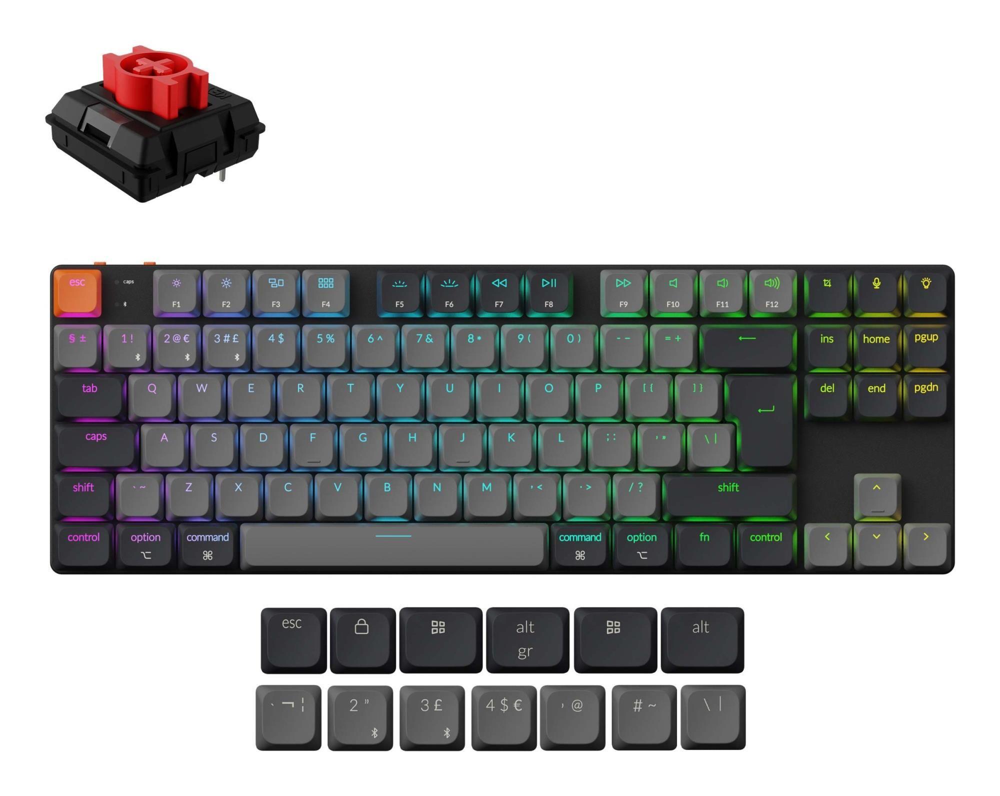 Teclado KEYCHRON K1 QMK Version 6 K1X-H1 (Inglês - Mecânico - 80% - Cinzento)