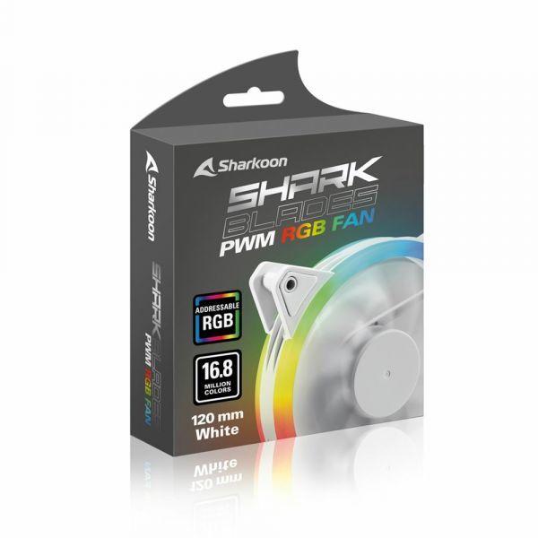 Ventoinha de Caixa SHARKOON SHARK Blades PWM RGB (RGB multicolorida - 1,8 W - Branco), miniatura 5
