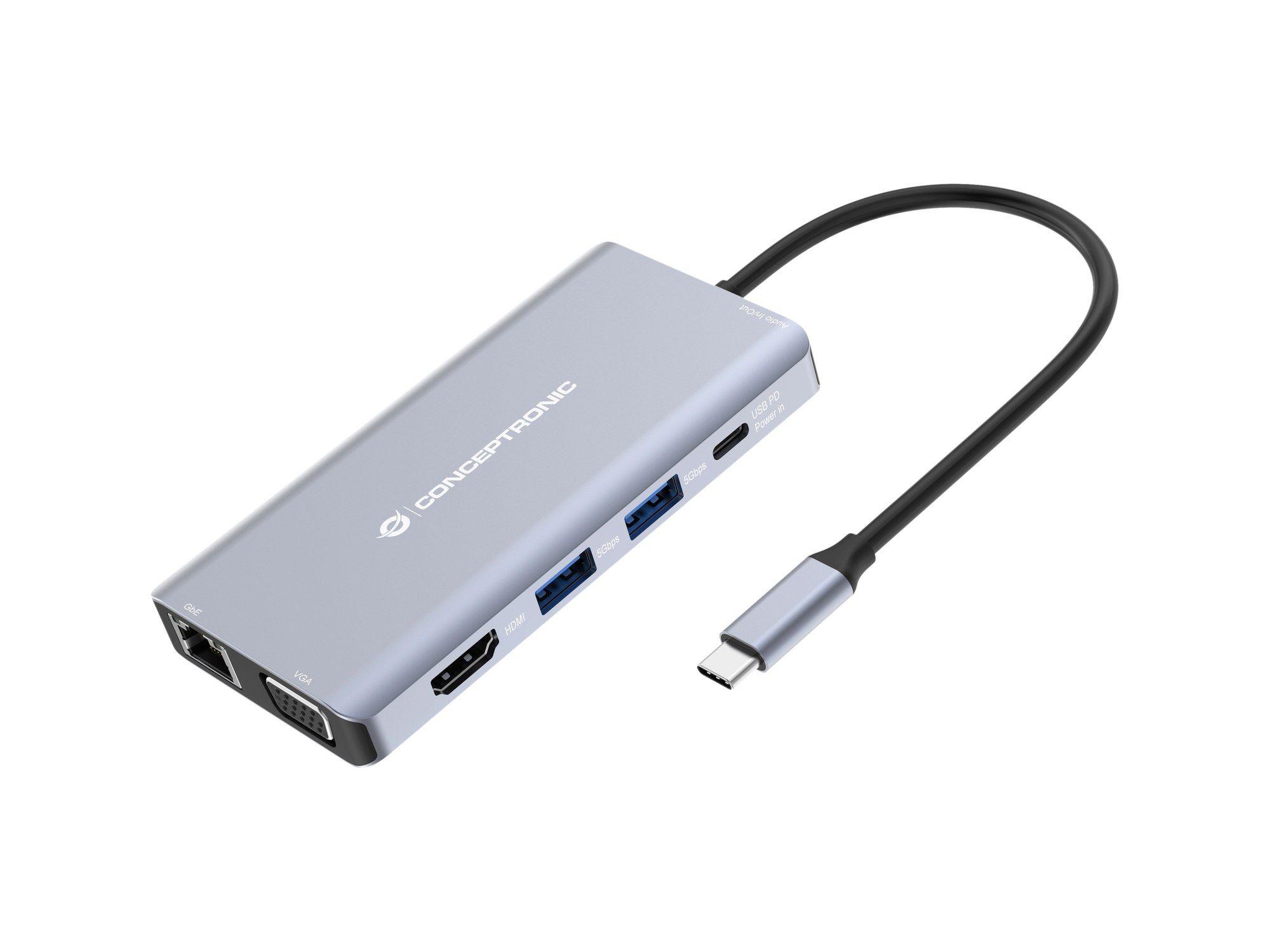 Doca USB-C CONCEPTRONIC DONN20G (0,25 m - Cinzento)