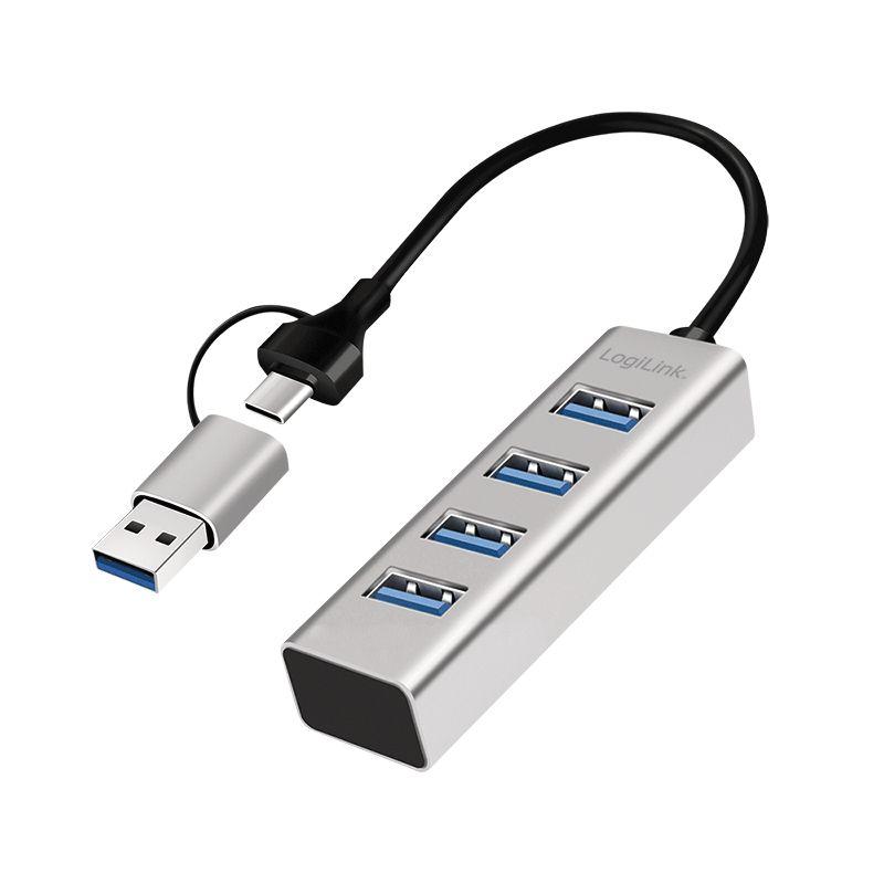 Hub USB LOGILINK UA0455 (0,15 m - Android, ChromeOS, iOS, iPadOS - Alumínio)