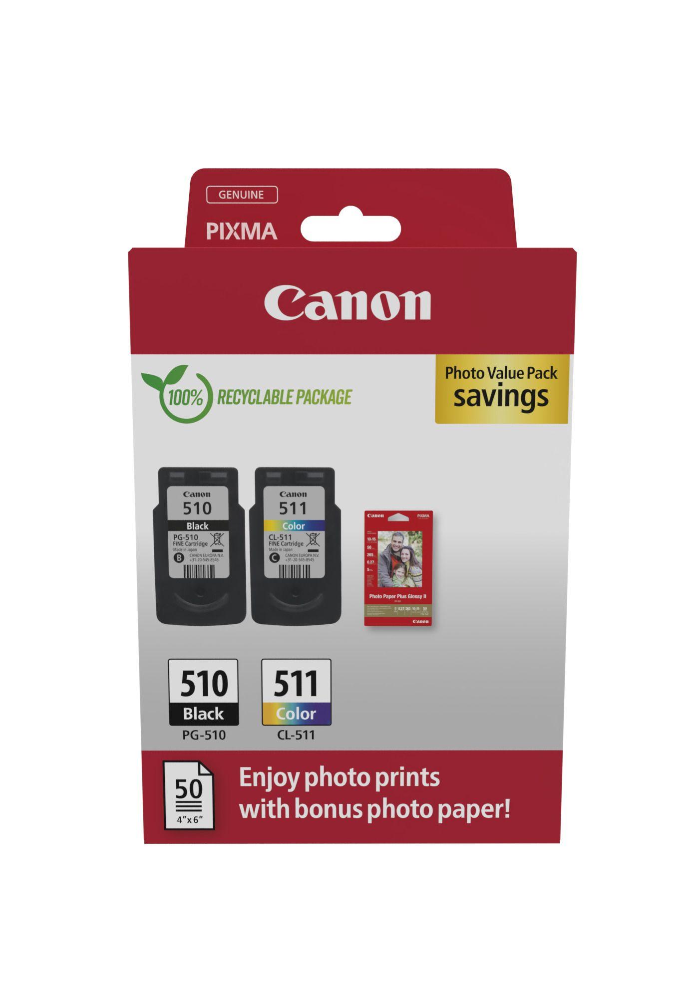 Tinteiro CANON PG-510/CL-511 (Até 220 páginas A4 - Preto e Cores)