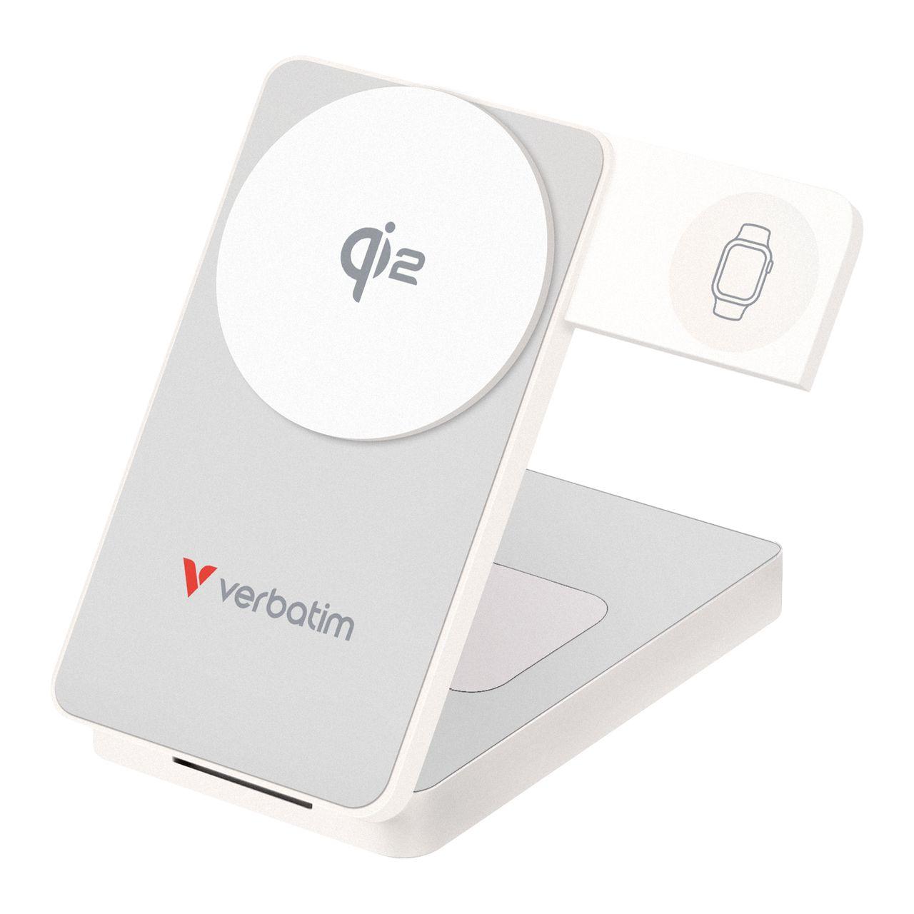 Powerbank Magnética Sem Fios 3 em 1 VERBATIM 32296 (10000 mAh - 30 W - USB Type-C - Branco)