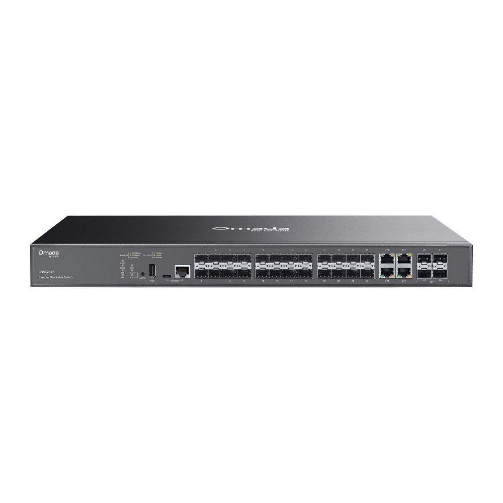 Switch de Rede Gerido TP-LINK SG5428XF (4 portas combinadas RJ-45/SFP - 12 MB - 128 Gbit/s - Preto) — imagem 1