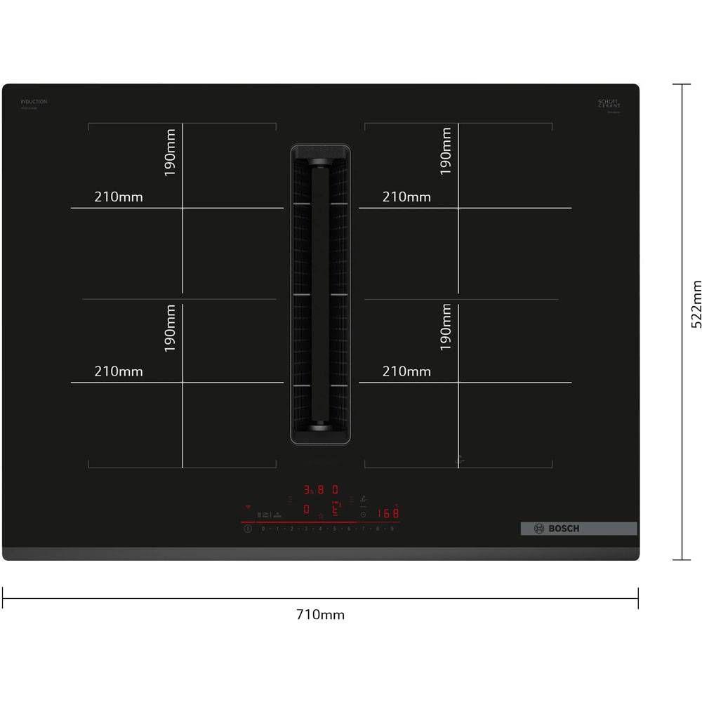Placa de Indução com Exaustor Integrado Encastre BOSCH PVQ731H26E (4 zonas - 7400 W - Vidro-cerâmica - Preto) — miniatura 2