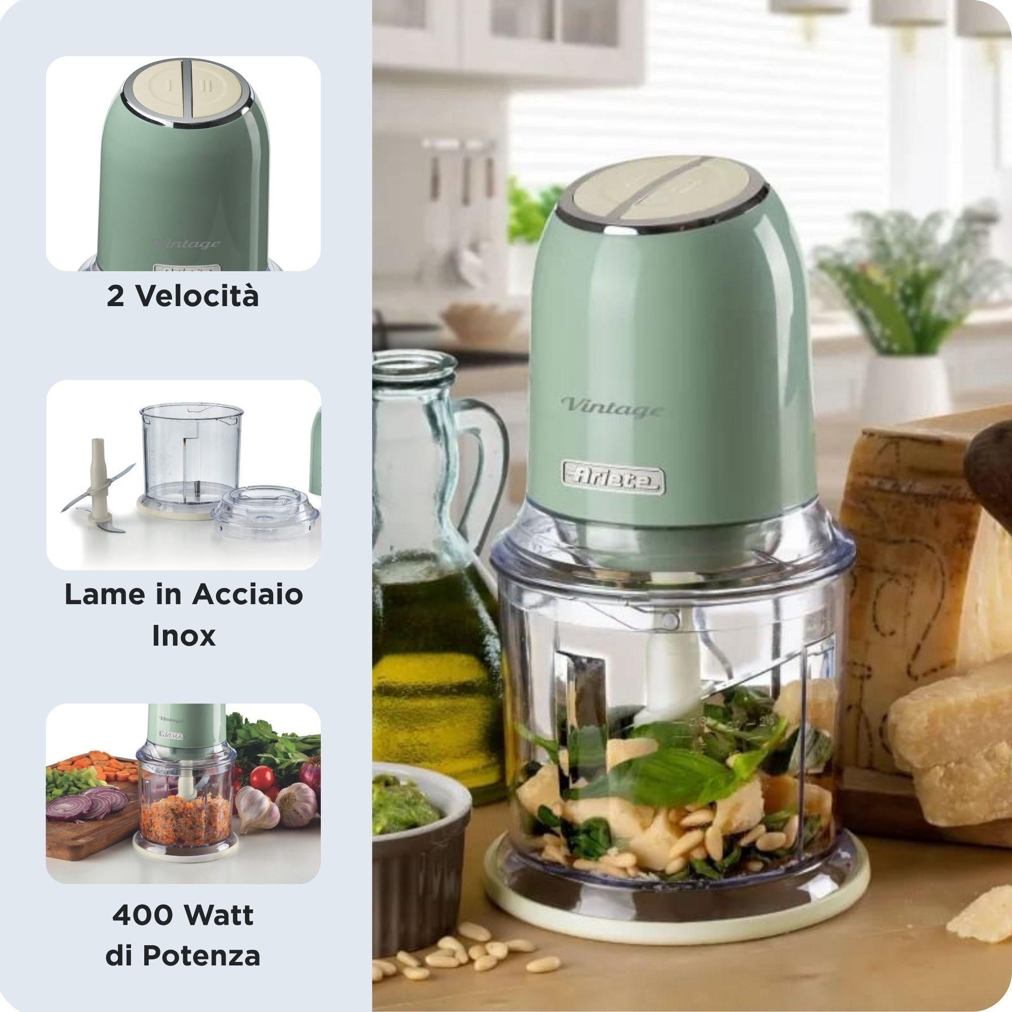 Picadora ARIETE 0438/04 (400 W - 0,6 l - Aço inoxidável - Verde/Creme), miniatura 3