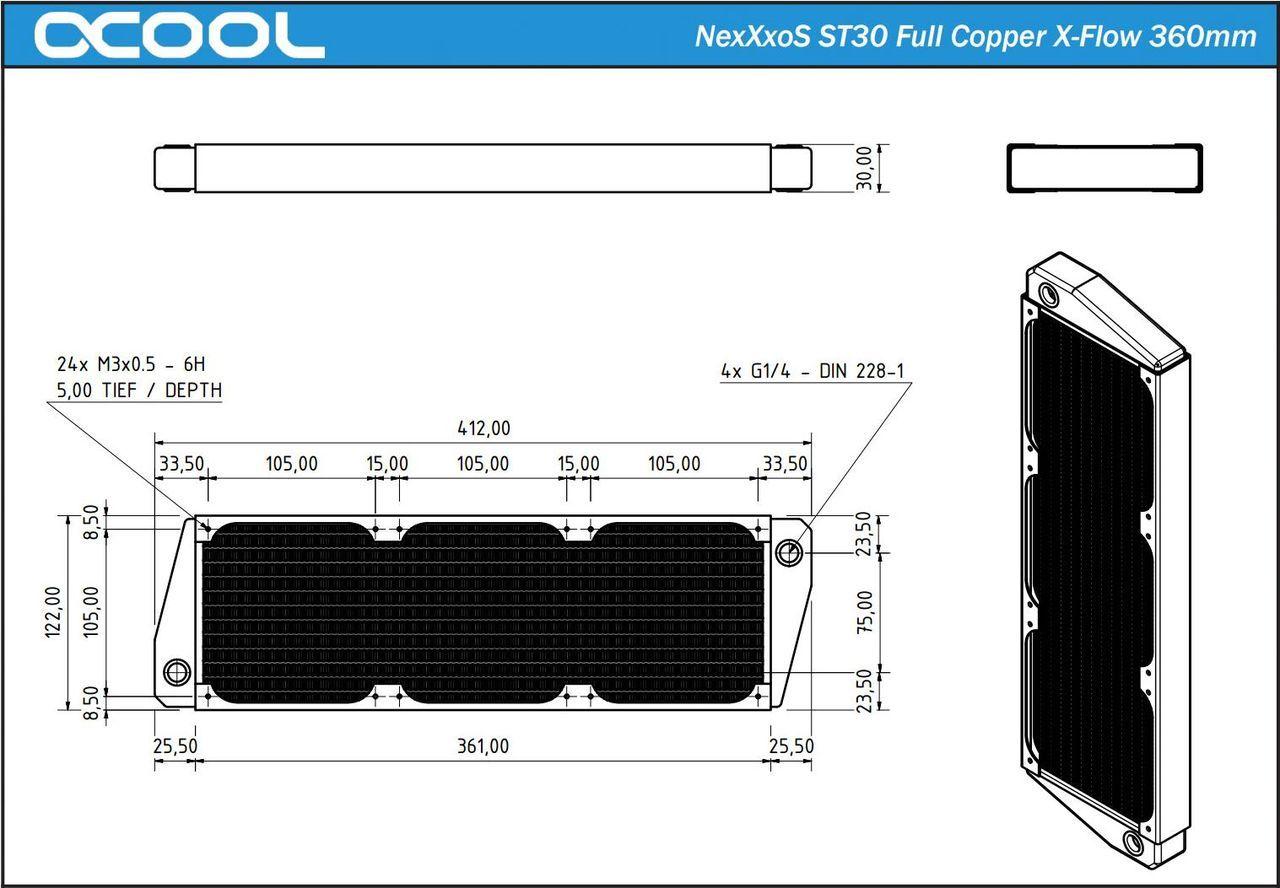 Radiador de Water Cooling ALPHACOOL NexXxoS ST30 360mm XFlow (360mm - Preto)
