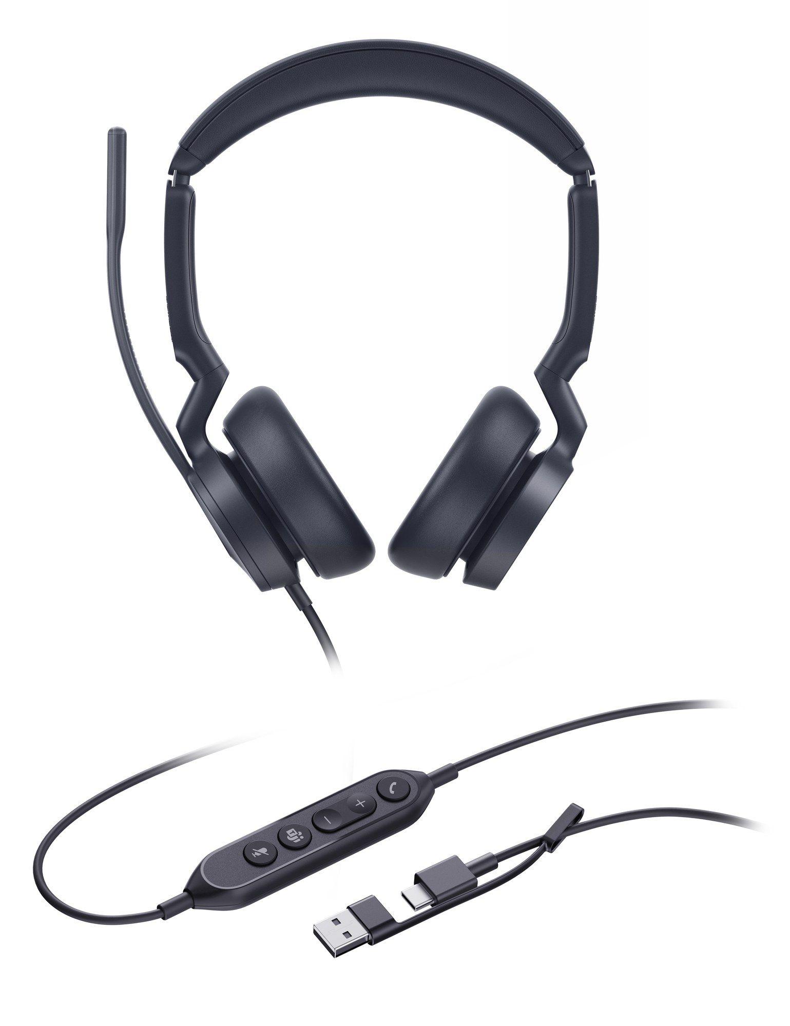 Headset YEALINK UH46 Dual Teams USB-C/A (Binaural - Com fios - Supra-aural - Preto)