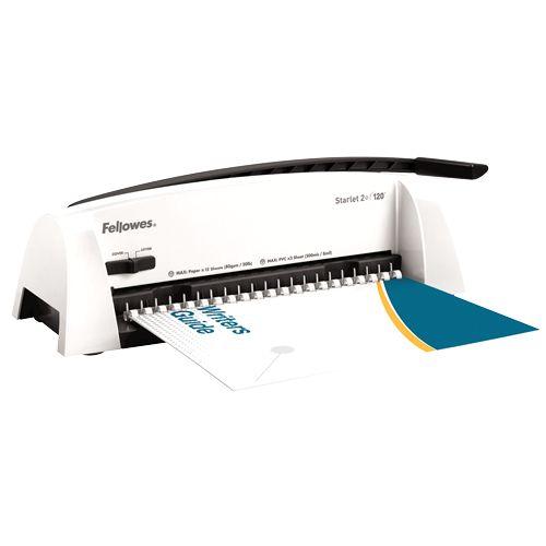 Encadernadora de Espirais Plásticas FELLOWES Starlet 2+ (Perfuração de 10 folhas - Encadernação até 120 folhas - Cinzento e Branco)