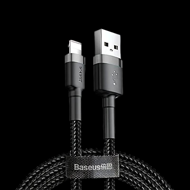 Cabo USB-A para Lightning BASEUS Cafule CALKLF-CG1 (2 m - USB-A - Cinza e Preto)