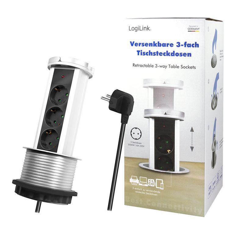 Bloco de Tomadas de Encastrar LOGILINK LPS235A (1,8 m - Preto e Prateado) — miniatura 10