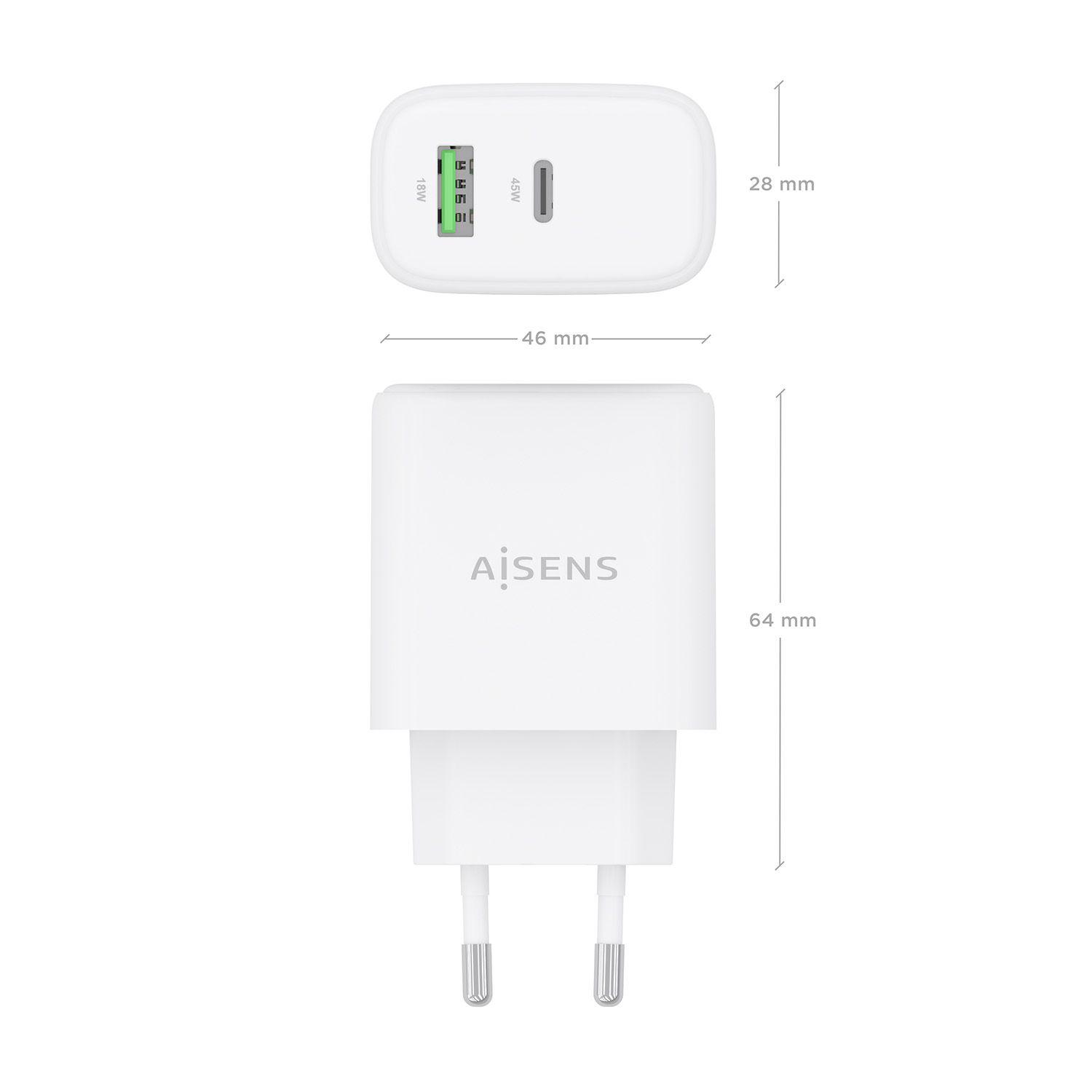 Carregador de Parede AISENS A110-0971 (45 W - Branco) — miniatura 4