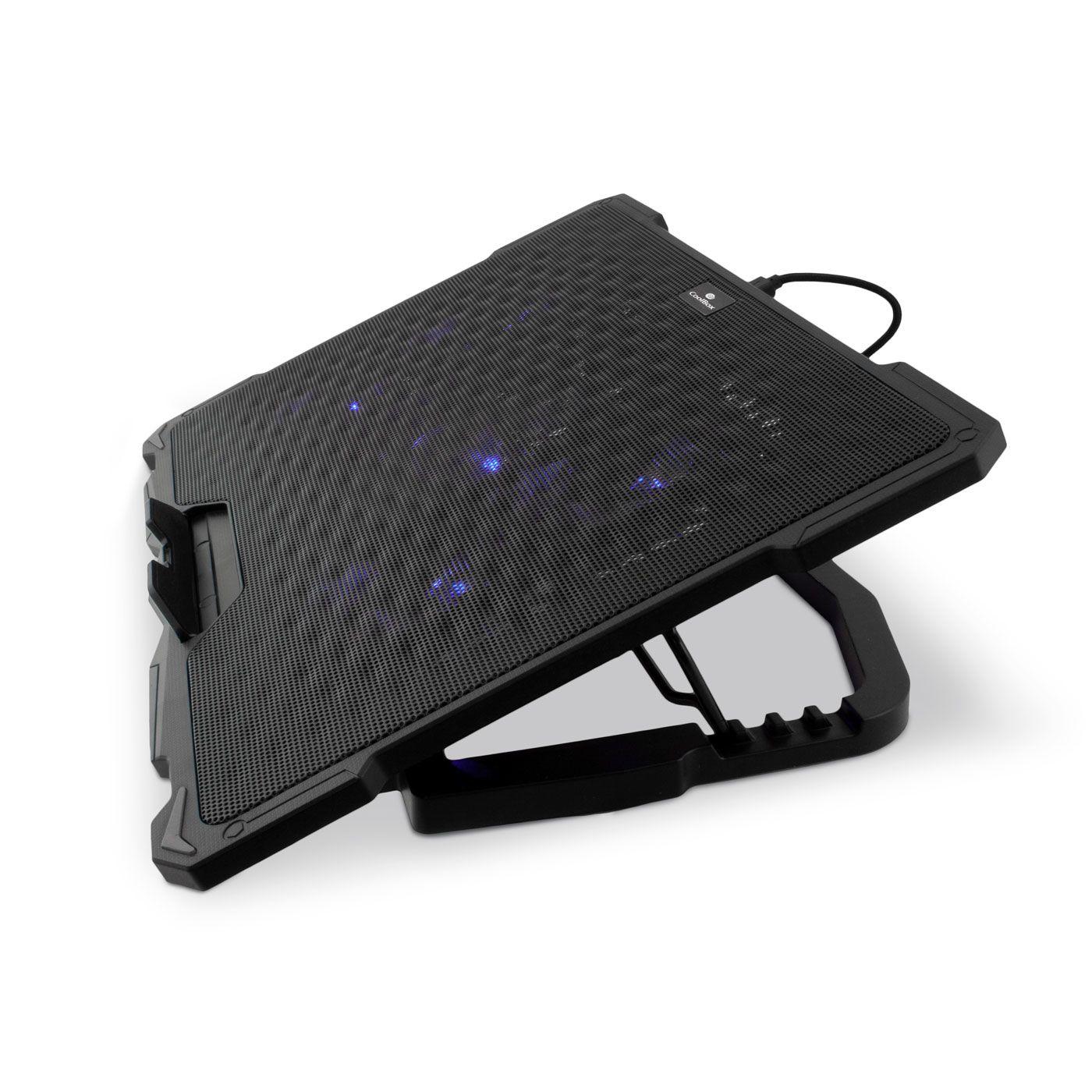 Base de Refrigeração para Portátil COOLBOX COO-NCP17-V5 (Até 17,3" - 5 Ventoinhas - 4 Posições - Preto)