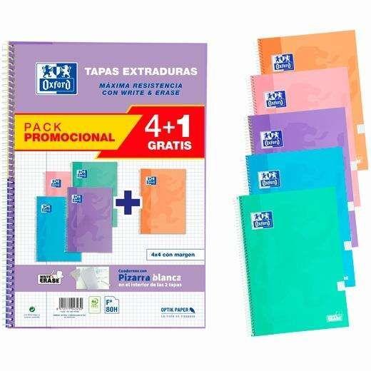 Conjunto de 5 Cadernos Espiral OXFORD Classic Write & Erase (Cores pastel sortidas)