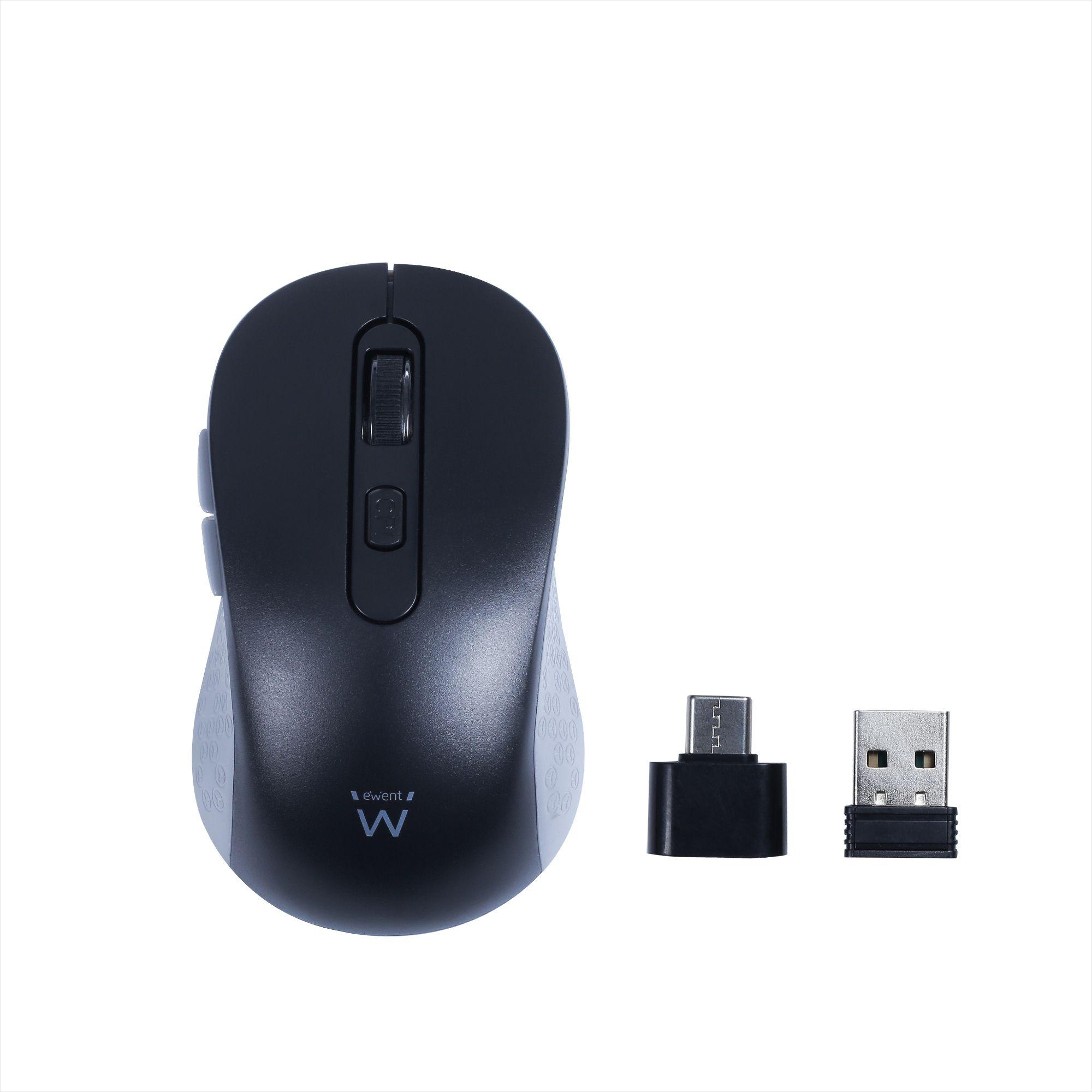 Rato EWENT EW3204 (Mão direita - 1600 DPI - Ótico - Preto/Cinzento)