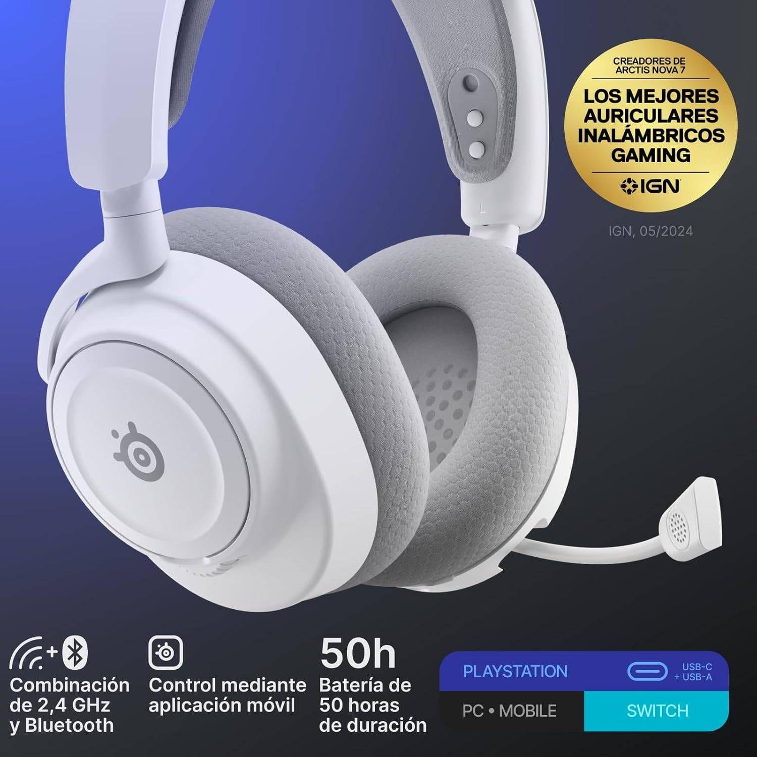 Headset Gaming STEELSERIES Arctis Nova 7P Gen 2 (Binaural - Sem fios - Circum-aural - Branco) — miniatura 4