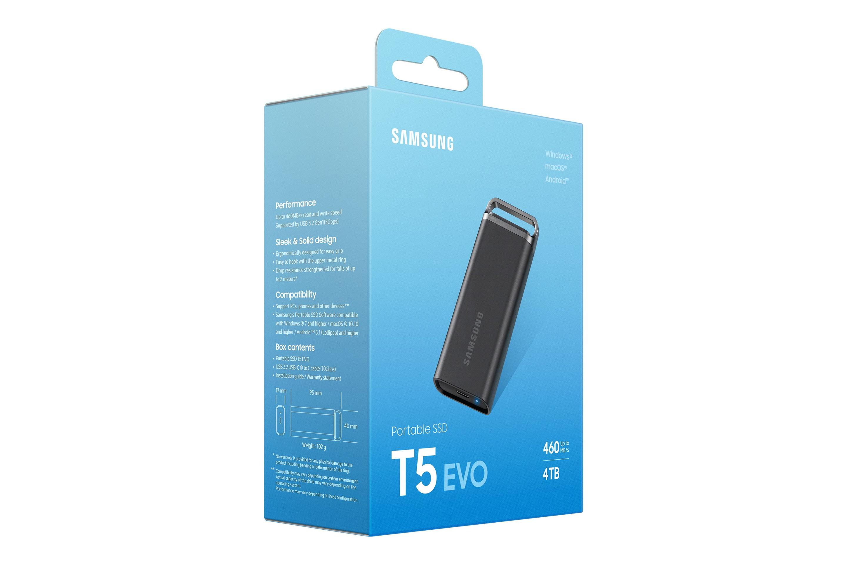 SSD SAMSUNG T5 EVO MU-PH4T0S/EU (4 TB - 1.8" - USB 3.2 Gen 1 - Preto) — miniatura 8